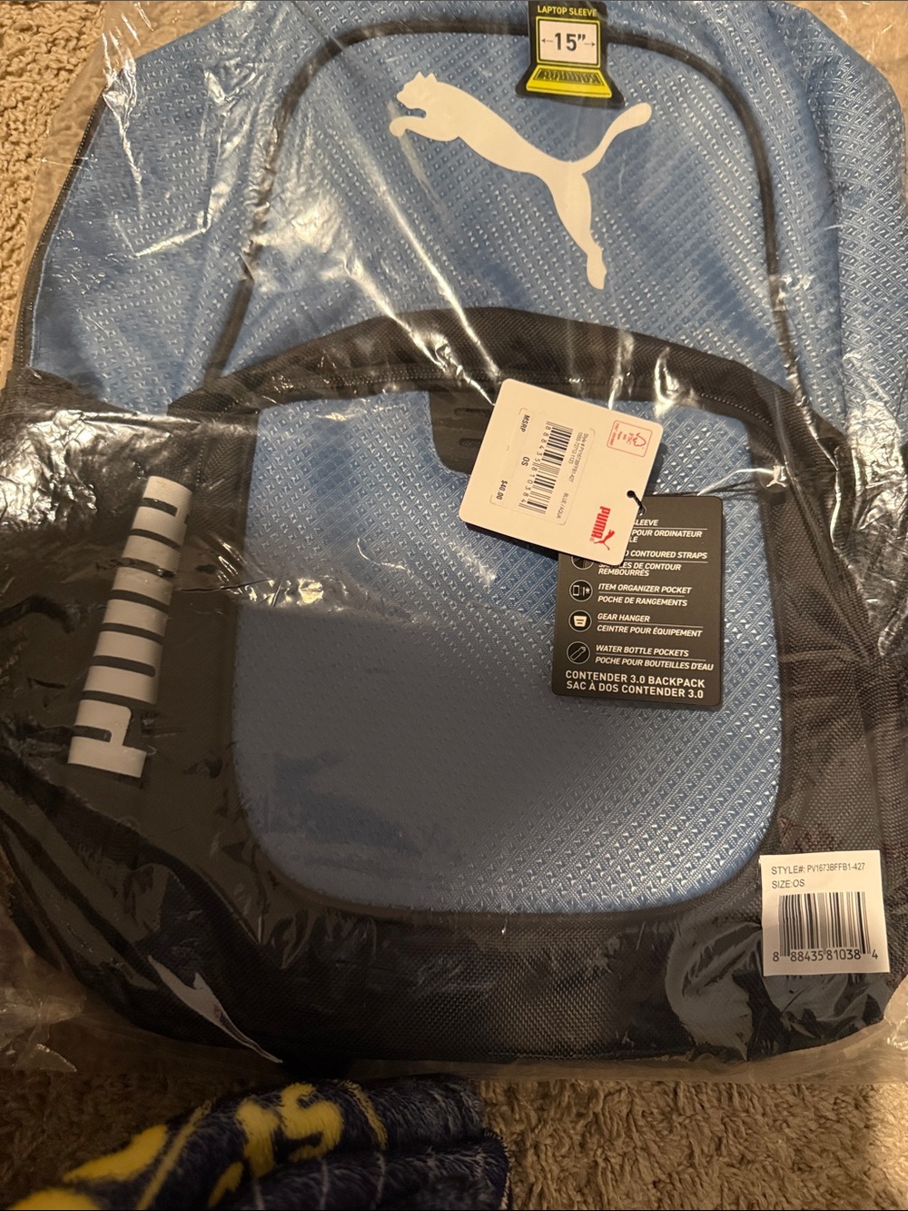 Puma Light Blue and Black Men's Backpack